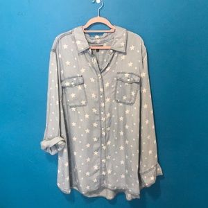 Long sleeve Star Print Button Down
